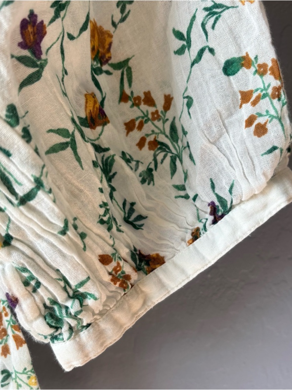 Lucky Brand Floral Button Up Banded Top Womens Medium Relaxed Fit Cotton Boho - Picture 6 of 14